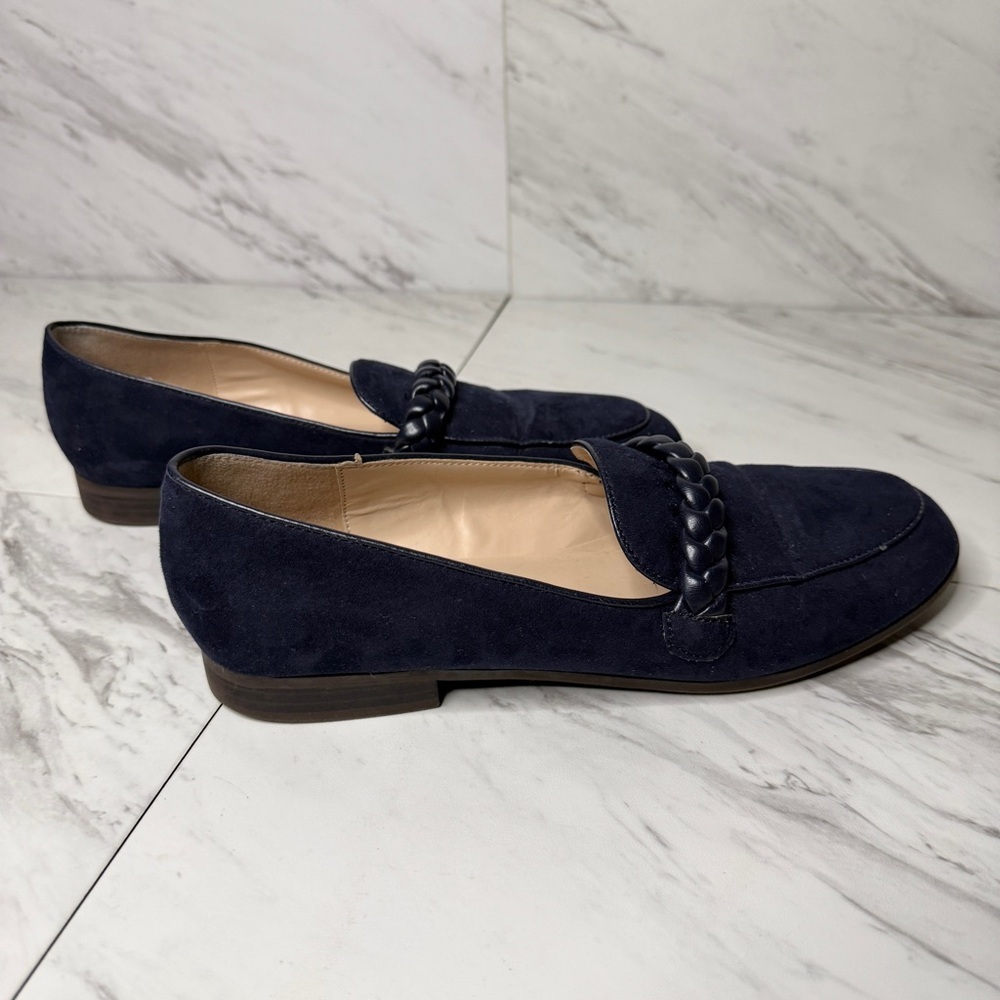 3/$50 Bandolino Larna Navy Blue Suede Braided Slip-On Loafers Flats SZ 9M - Picture 4 of 7